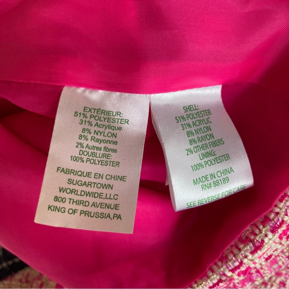 NWT Lilly Pulitzer Dashielle Tweed Jacket in Pink Palms Fantasy Tweed, Size 0 - Picture 15 of 16